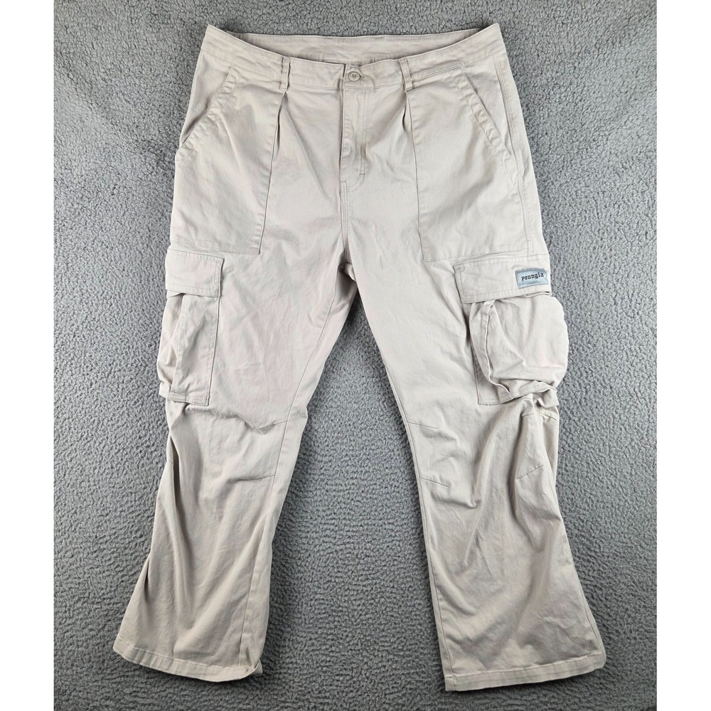 YoungLA Convoy Cargo Pants Mens 2XL (36x29) Beige Stretch Active Athletic #627‎